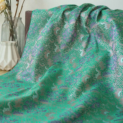 Tissu brocart jacquard à motif floral : motif vase chinois, 150 cm de large