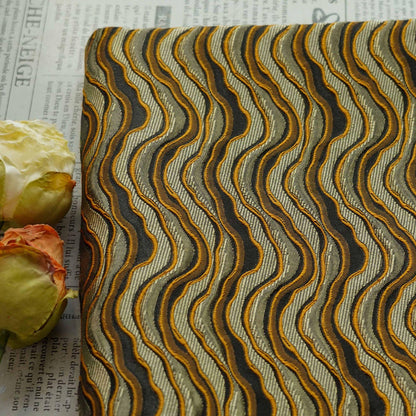 Tissu jacquard à vagues vintage - Tissu texturé 3D en relief pour la couture bohème, l'ameublement et les loisirs créatifs, 140 cm de large