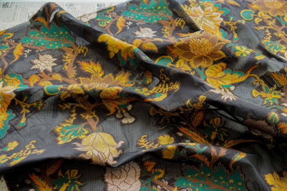 Yellow 3D Jacquard Organza Fabric: Embossed Dress Costume Sewing, 55"W