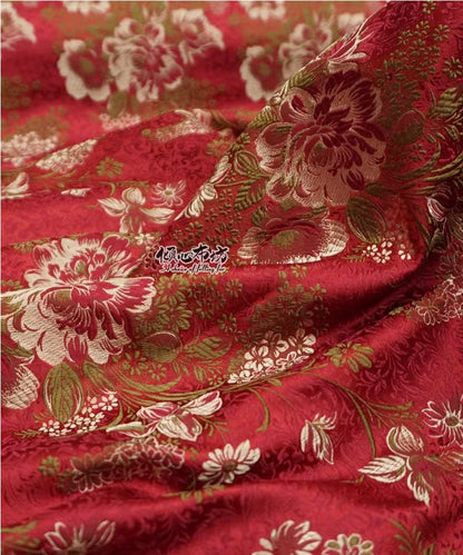 Maroon Peony Brocade Fabric: 29"W Rayon Blend, Costume & Decor