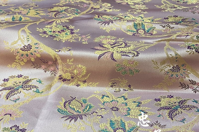 Pink Floral Silk Brocade Fabric: 59" Wide, Wedding Sewing Quilting