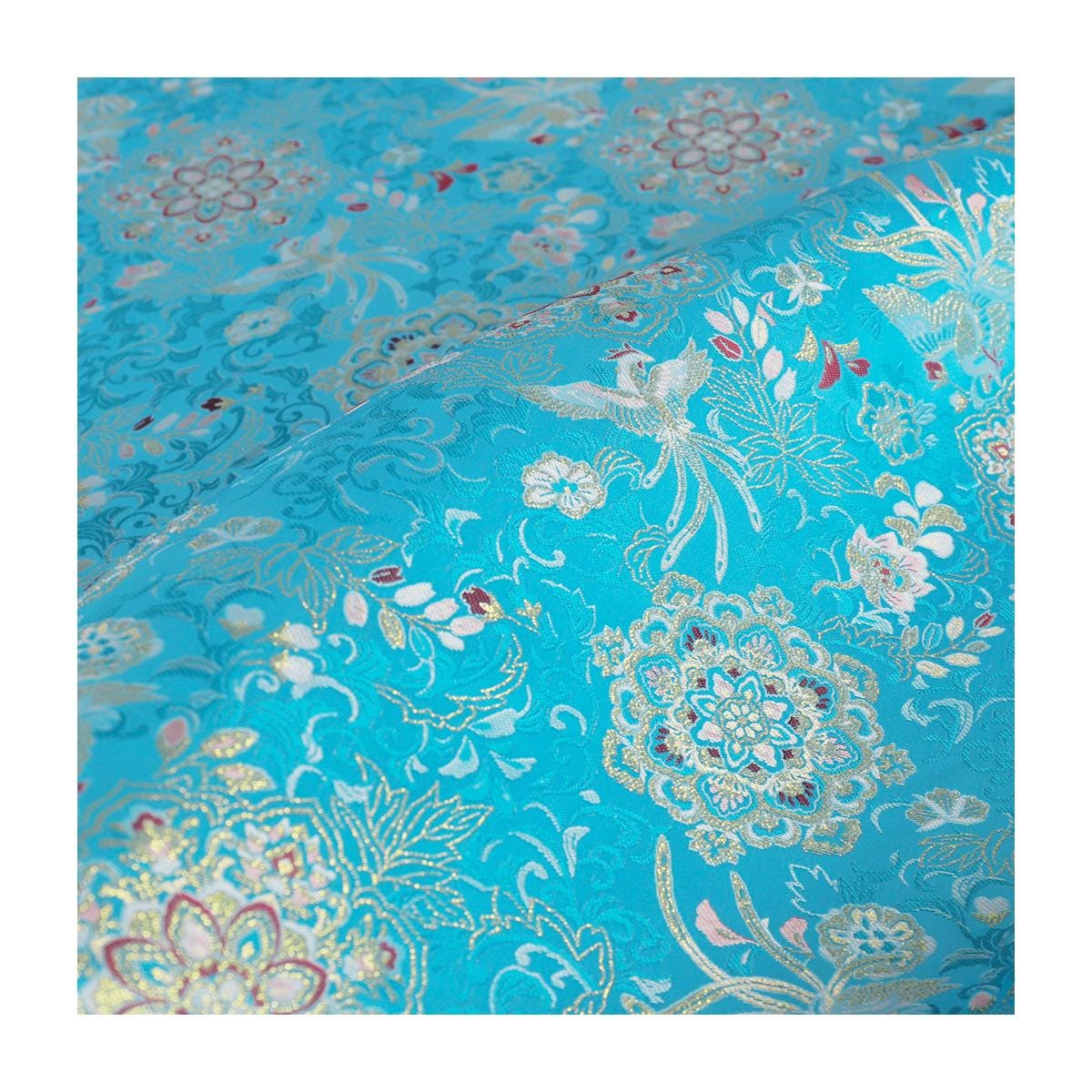 Auspicious Baoxiang Flower Brocade Fabric: 55"W Tibetan Robes