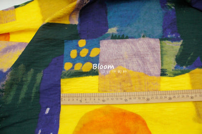 Art Print Tencel Linen Fabric: Contrast Color Silky Cloth, 59" Wide