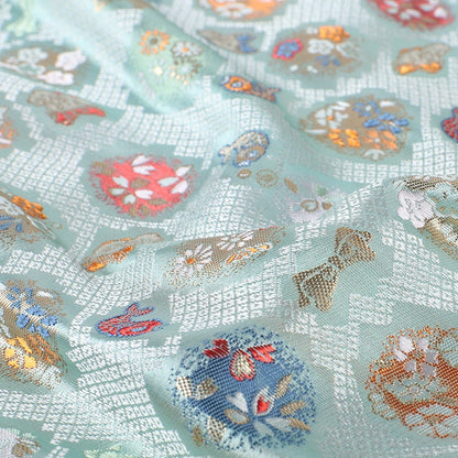 Japanese Lucky Fish Brocade Fabric: 59" Wide Silk Rayon Damask