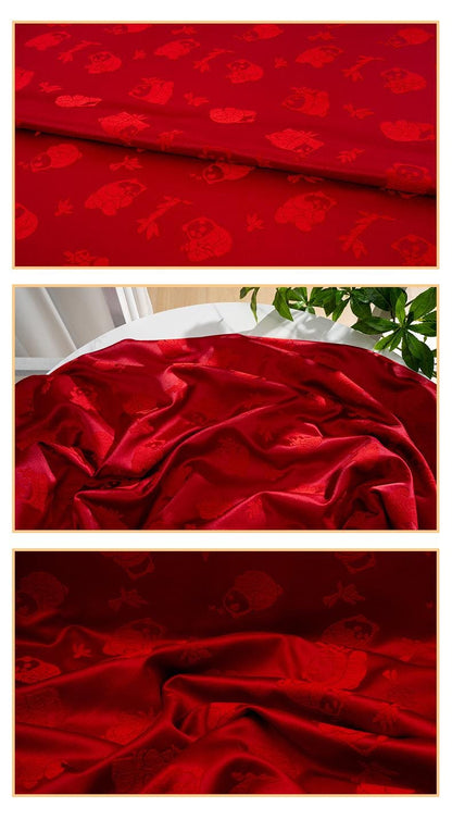 Panda and Bamboo Jacquard Satin Fabric ��" Wide, Qipao and Hanfu Material