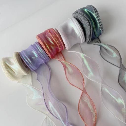 Gradient Fishtail Organza Ribbon: 4cm DIY Craft Fabric, 10 Yards