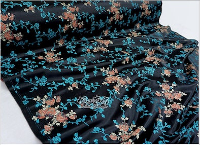 Peony Silk Brocade Fabric: 29.5"W Rayon Damask