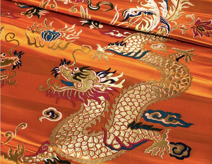 Dragon and Phoenix Brocade Fabric: Auspicious Wedding Robe Material