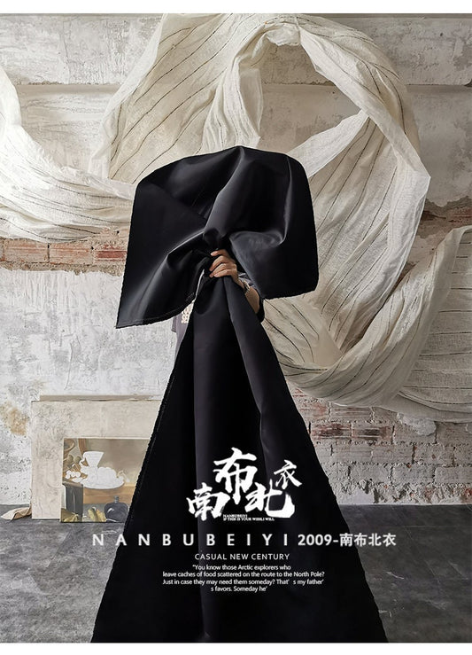 Black Wedding Satin Fabric: Stiff Silhouette, DIY Thickened Material (59"W)