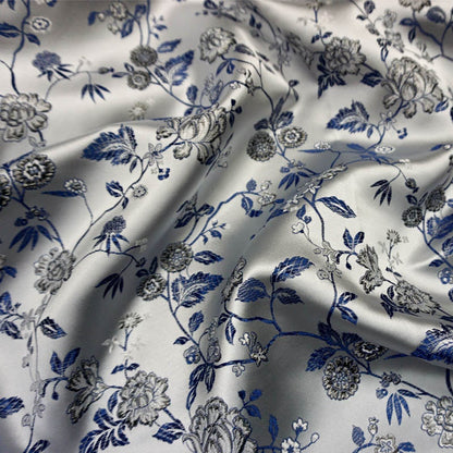 Floral Brocade Fabric: Fairy Jade, Silver & Champagne Silk Rayon Blend