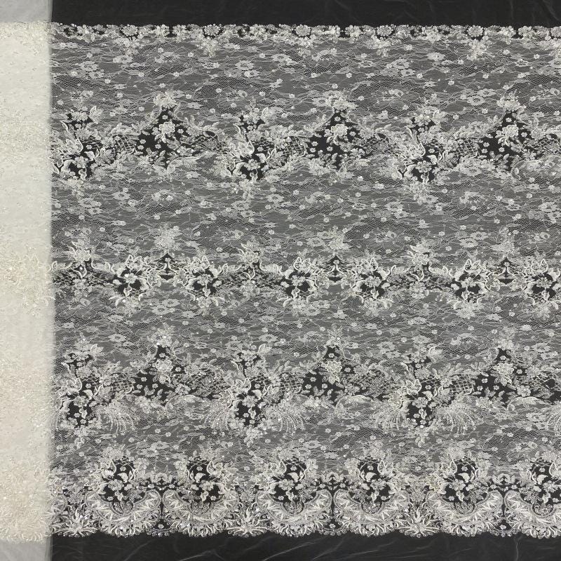 Tissu en dentelle brodée de perles : voile de mariée de 127 cm (50 pouces), accessoires à faire soi-même