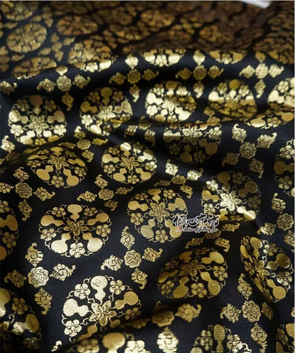 Nishijin Weaving Brocade Fabric: Auspicious Gourd Flower, Gold Thread (59"W)