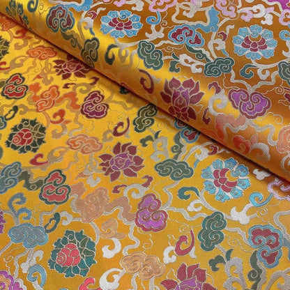 Lotus Flower Brocade Fabric: Chinese Cheongsam Style, 27.5"W
