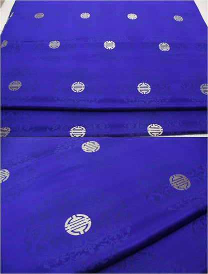 Chinese Fu Brocade Fabric: Floral Jacquard Satin, 29.5"W
