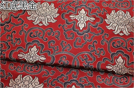 Tissu brocart à médaillon chinois : mélange soie-rayonne de 150 cm de large