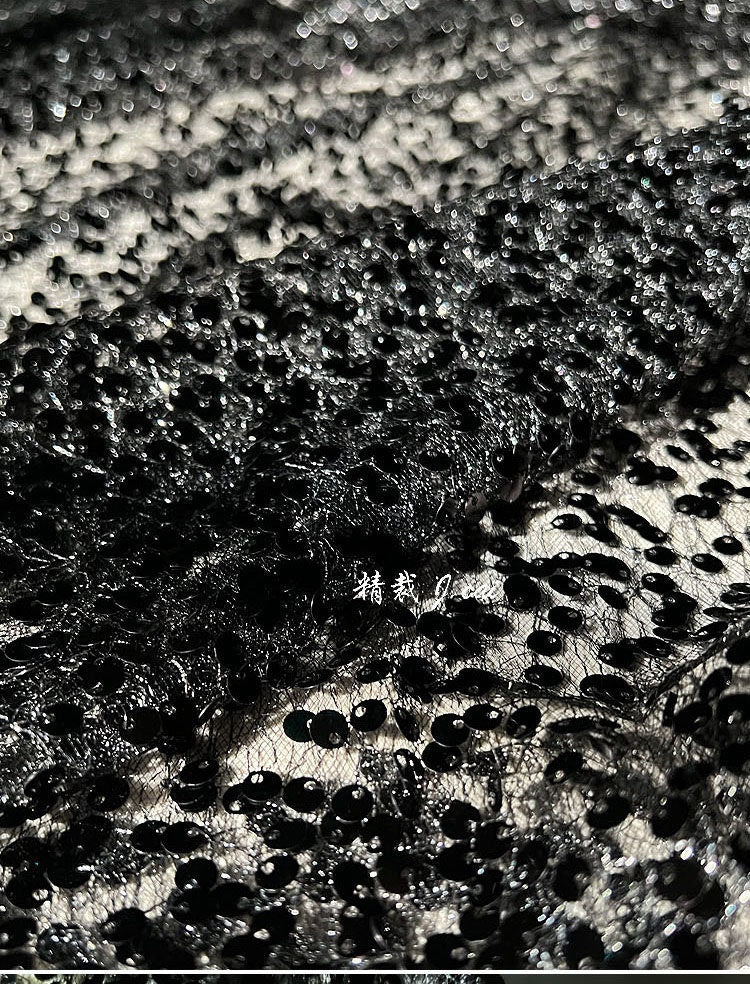 Fish Scale Sequin Mesh Fabric, 59"W Laser Jacquard, Prom Dress Sewing