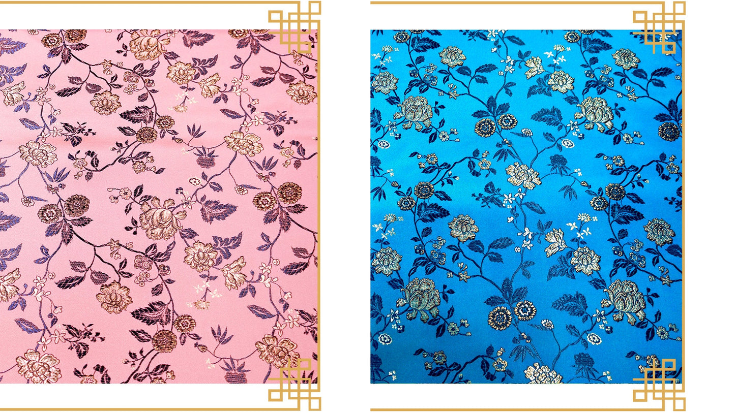 Peony Flower Damask Brocade Fabric: 45"W Chinese Sewing Quilting