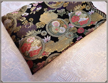 Floral Silk Brocade Fabric: 29.5" Wide, Costume Upholstery by the Meter