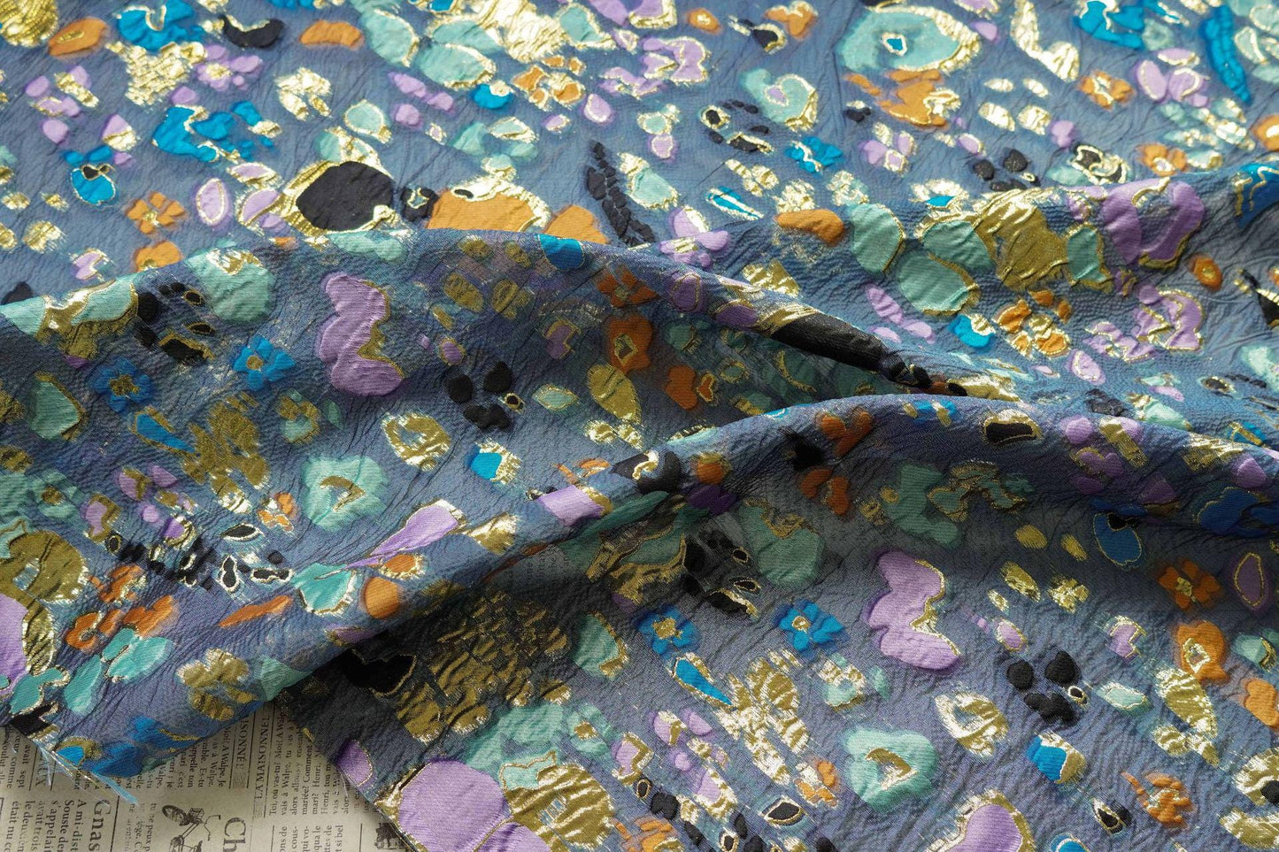 Gold Thread Jacquard Upholstery Fabric: Victorian Edwardian Style, 55"W