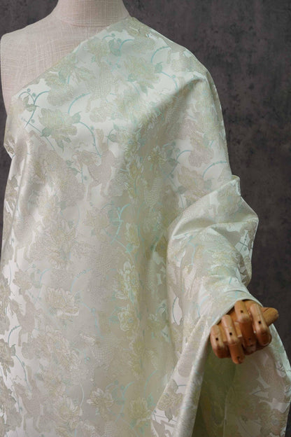 Tissu brocart à fils d'or : Matériel de couture floral mongol tibétain