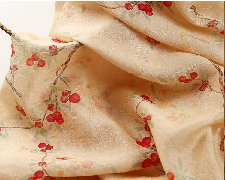Floral Tencel Ramie Fabric: Sewing Material by Meter