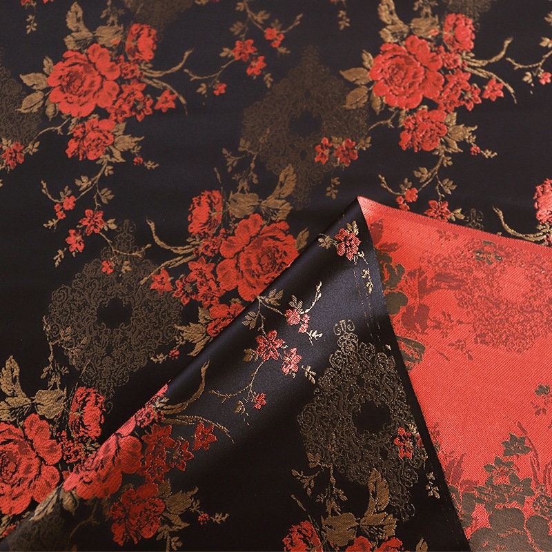 Floral Damask Rayon Brocade Fabric: Chinese Style Upholstery, Costume, Decor