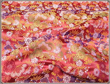 Tissu brocart de soie japonais Nishijin : Jacquard floral (au mètre)