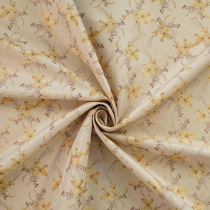 Beige Metallic Floral Jacquard Fabric: Reversible Woven Upholstery, 63"W