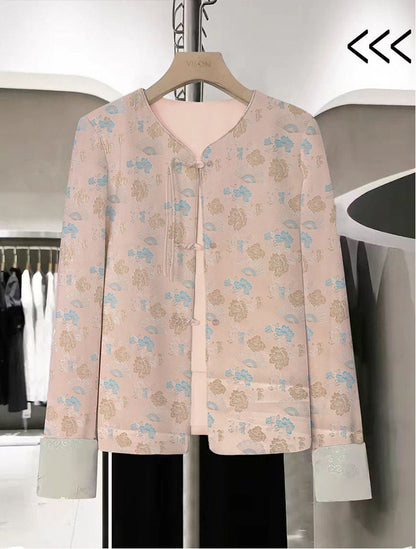 Floral Silk Brocade Fabric: 59"W Cheongsam Costume Material