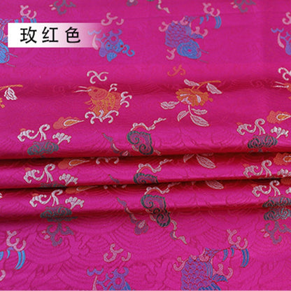 Tissu brocart bleu sarcelle : robe jacquard mongole chinoise en rayonne, 75 cm de large