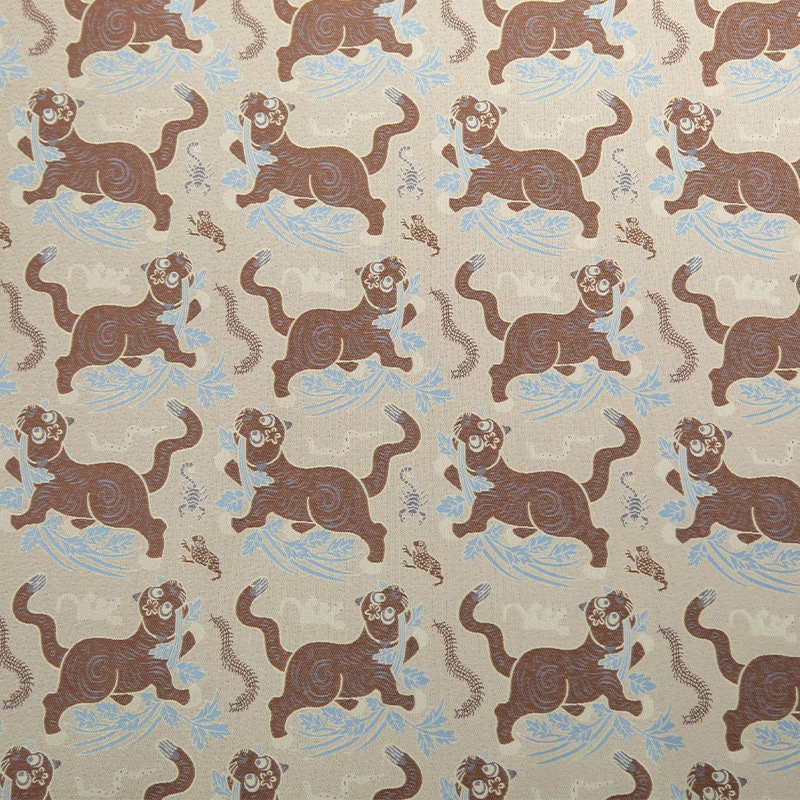 Tissu brocart jacquard Totem 59 po de large : style tibétain impérial