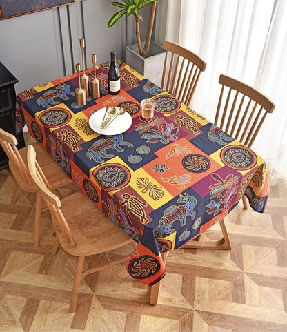 Nappe à imprimé floral bohème : tissu en mélange de coton et de lin (147 cm de large)