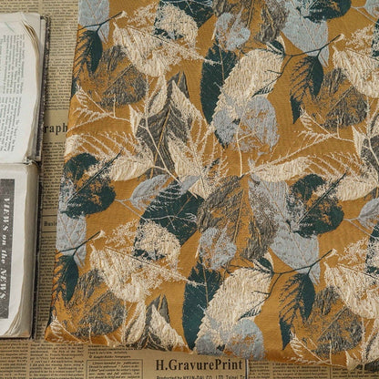 Autumn Leaves Jacquard Fabric: Oil Painting Style, Upholstery & Sewing, 61" Wide