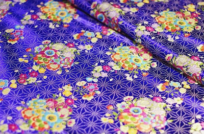 Tissu brocart à motifs floraux : Jacquard de soie et rayonne turquoise - Au mètre