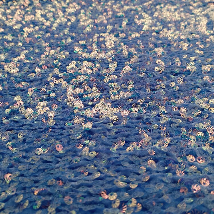 Iridescent Sequin Fabric: 3D Embroidery Shell Flannelette, 49" Wide