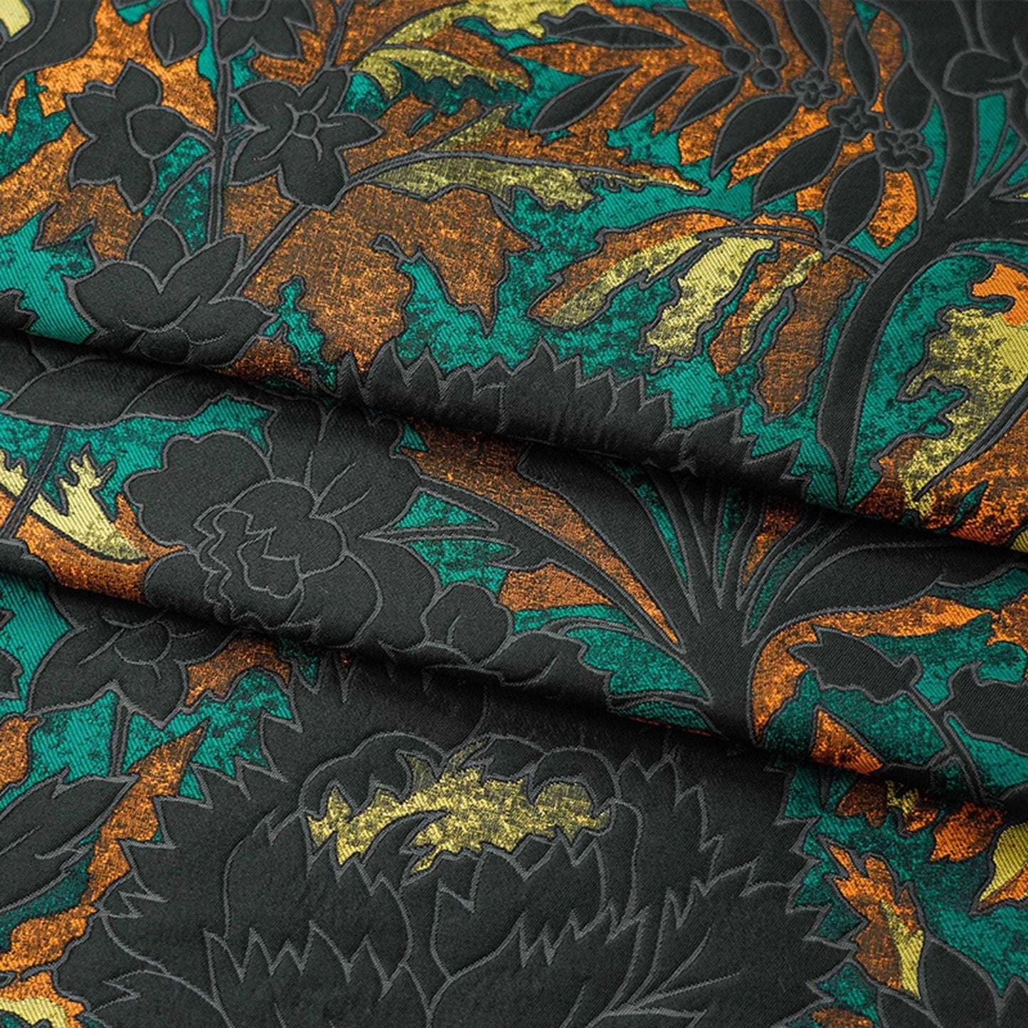 Gold Thread Jacquard Fabric: 3D Oil Painting Texture, 64" Wide
