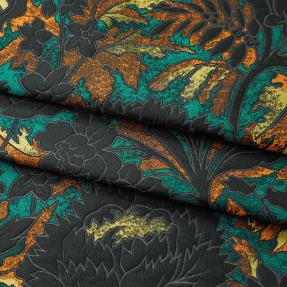 Gold Thread Jacquard Fabric: 3D Oil Painting Texture, 64" Wide
