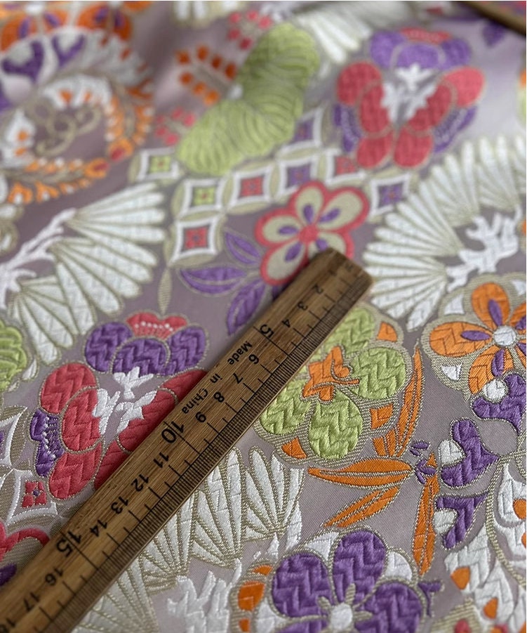 Nishijin Ori Brocade Fabric: Banana Flower Jacquard Silk (59"W)