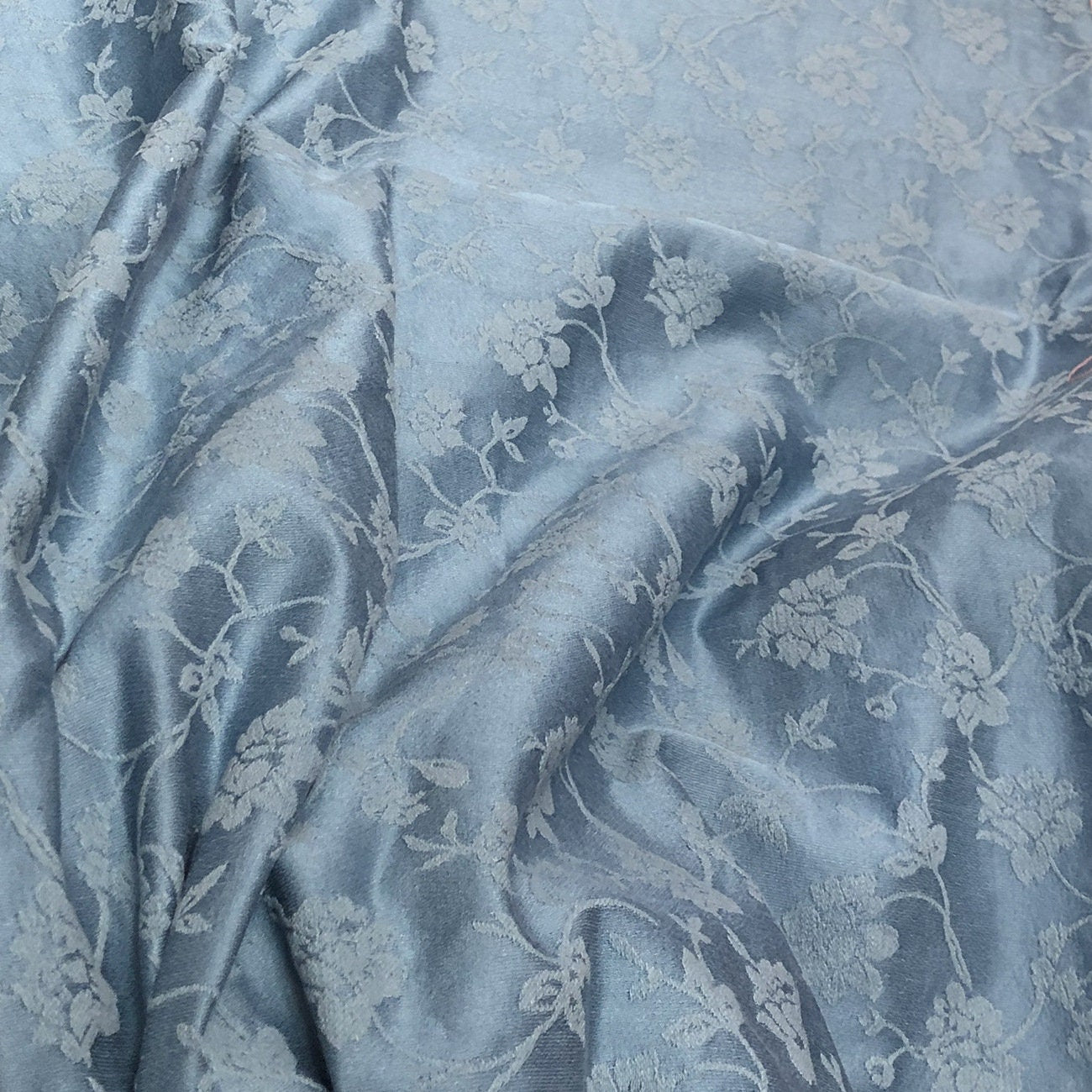Tissu damassé jacquard en coton à motif floral, 160 cm de large, double face