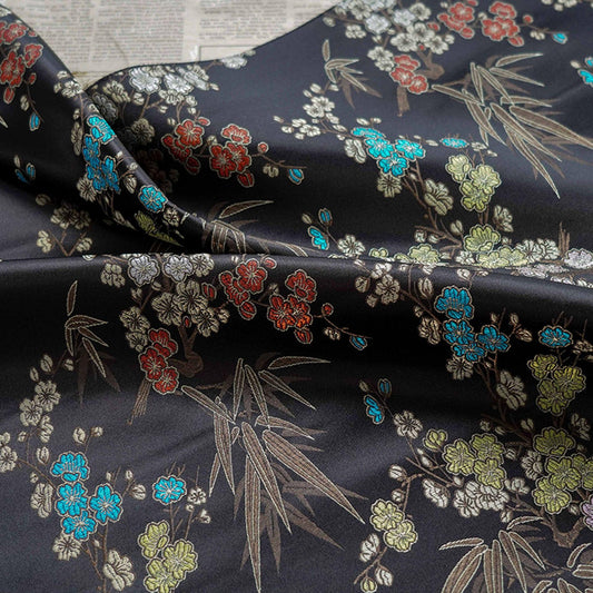 Tissu brocart à fleurs de prunier : matériau pour coussin de cheongsam chinois