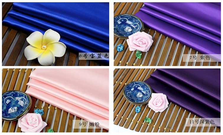 Tissu satin de soie uni : tissu de luxe pour robes de 150 cm de large