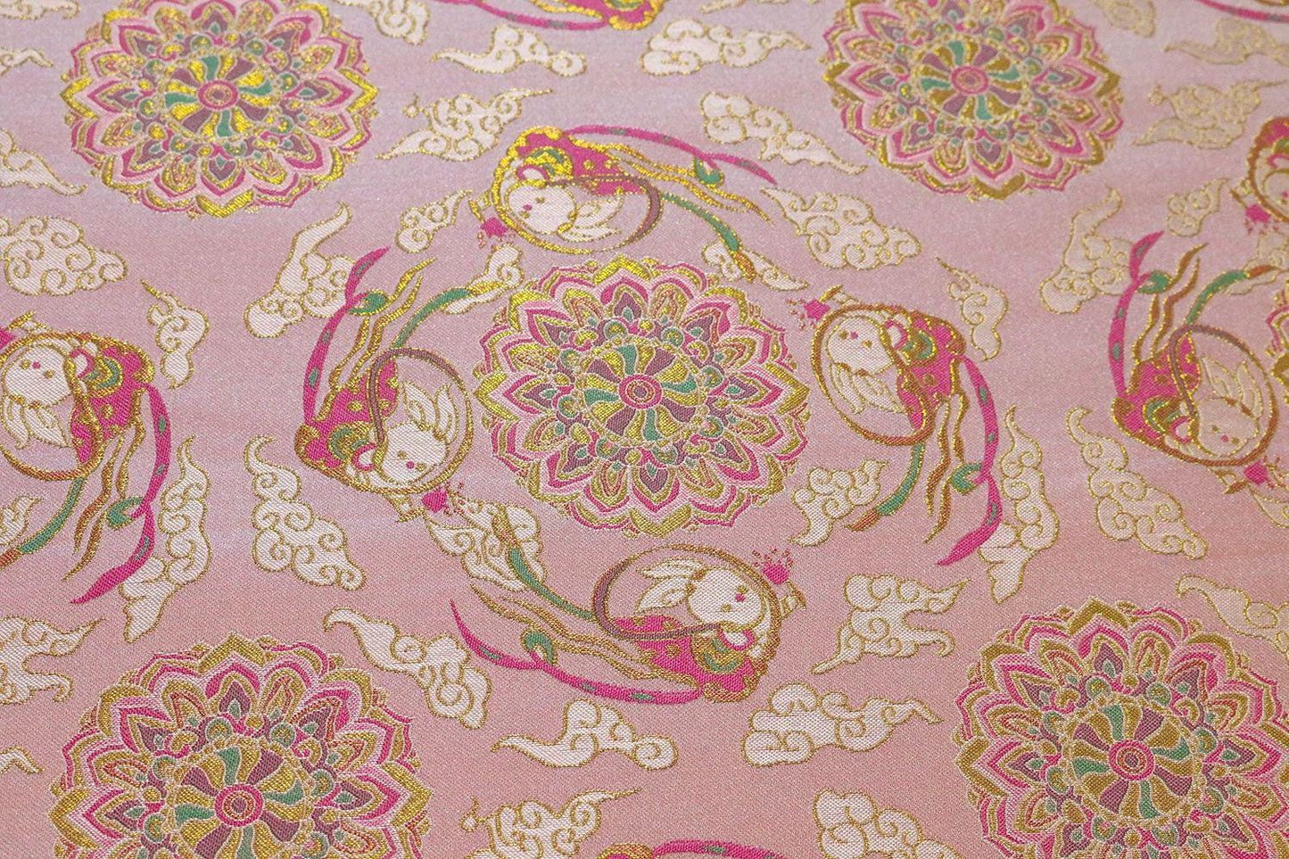 Mongolian Bada Rayon Fabric: Tibetan Caisson Pattern, 59"W