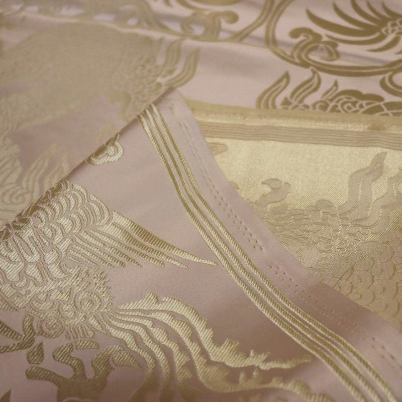 Dragon Jacquard Satin Fabric: 29" Rayon Brocade by the Meter