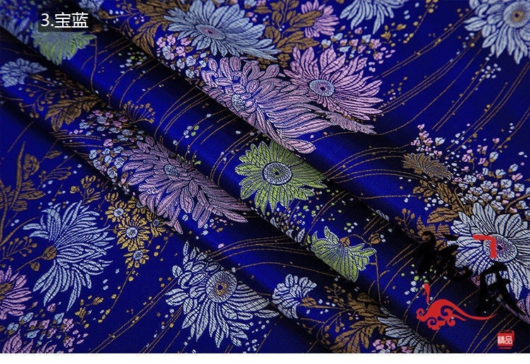 Chrysanthemum Damask Jacquard Brocade Fabric: Kimono Sewing Material