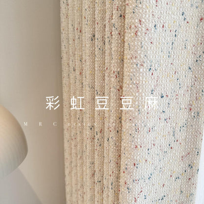 Cream Chenille Jacquard Curtain Fabric with Rainbow Dot Texture ��� Double-Sided Drapery Fabric, 114��� Height, Sold