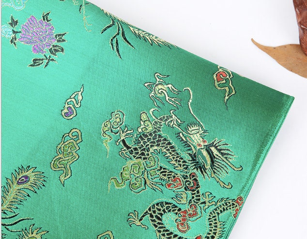 Dragon and Phoenix Brocade Fabric: Silk Rayon Blend (29.5"/59"W)