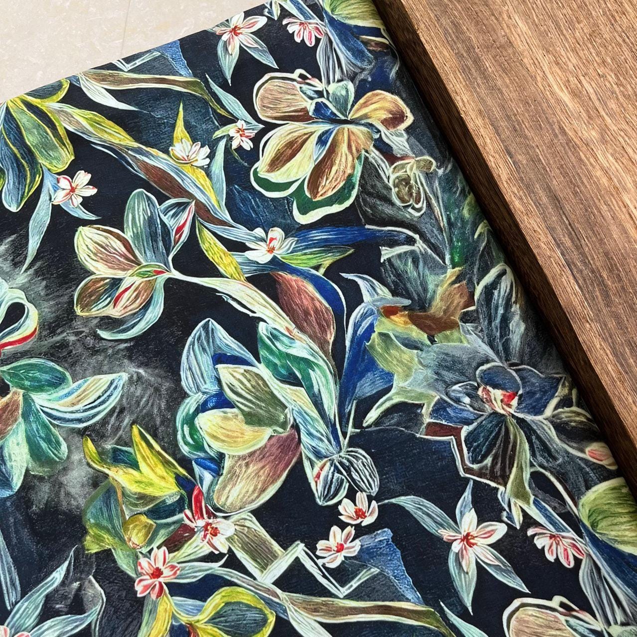Floral Cotton Fabric: 1960s Style Upholstery, Costume, & Sewing - 59"W