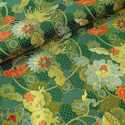 Pomegranate Silk Brocade Fabric: 45"W Chinese Rayon Fabric - By the Meter