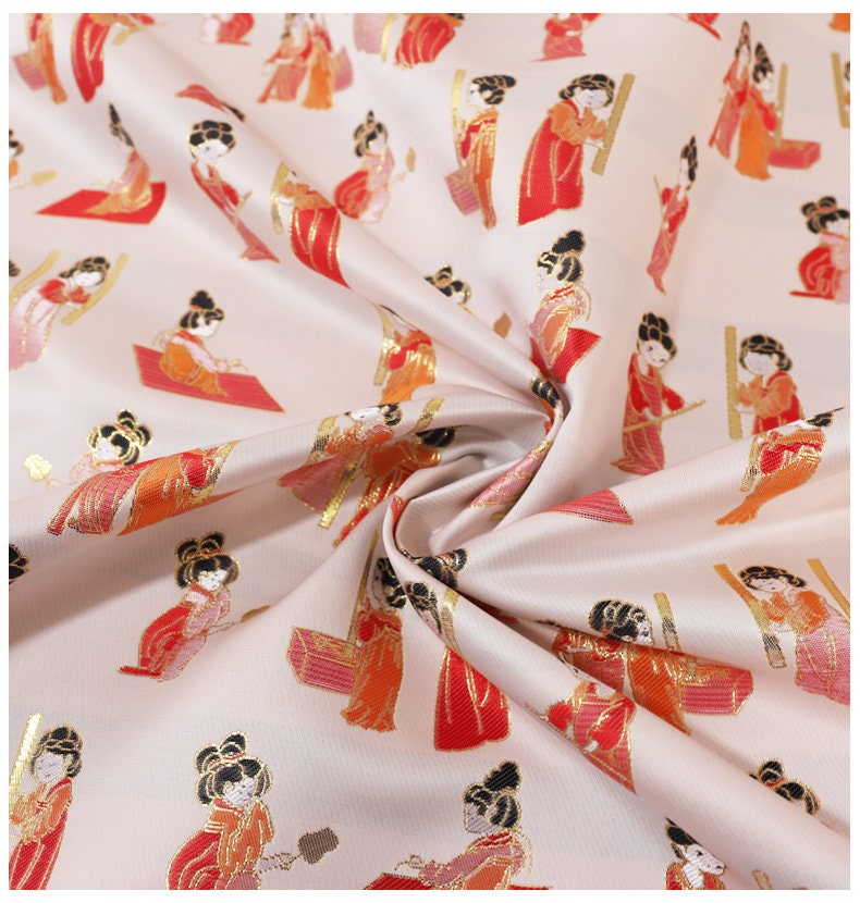 Gold Thread Tang Palace Lady Jacquard Fabric - 59"W