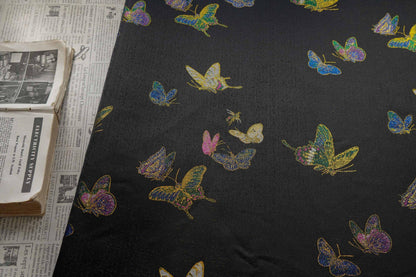 Black Brocade Fabric | Butterfly Jacquard, Sewing Material (59"W)
